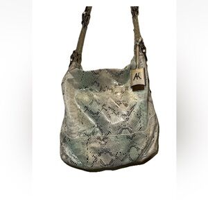Aimee Kestenberg Snakeskin Metallic Gold & Green Shoulder Bag